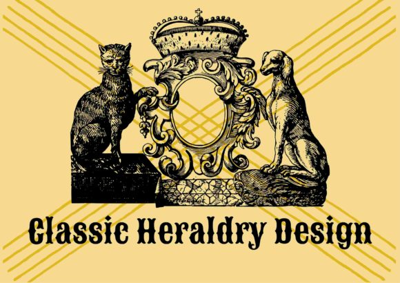 Classic Heraldry Design Cat and Dog