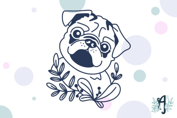 Pug: A Charming Botanical Dog for Thoughtful Embroidery